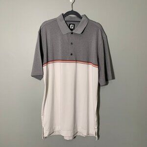 Foot‎ Joy men's gray white collared quarter button short sleeve golf shirt